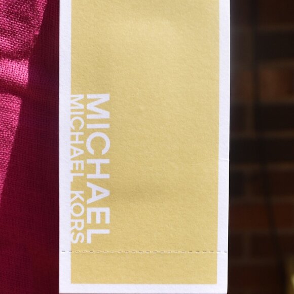 MICHAEL KORS Linen Blend Paperbag Cropped Pants Cerise Pink XL NWT Wide Leg - Picture 8 of 8